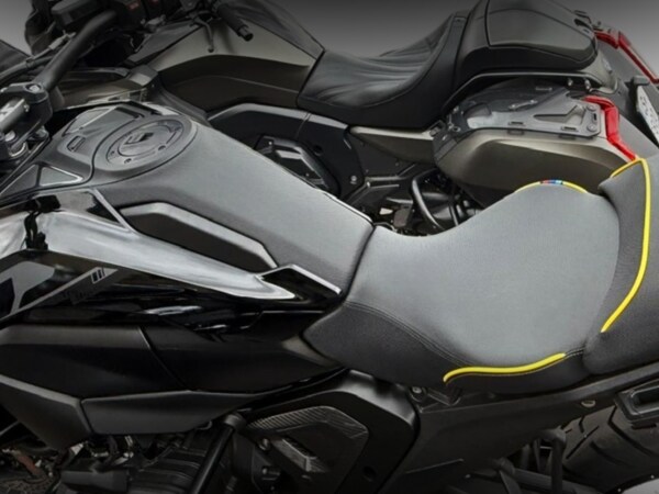 The tank cover as seen on the BMW R 1300 GS in DTX to match Sargent's Performance Plus motorcycle seats. Available in CFX to match the World Sport aftermarket motorcycle seats.